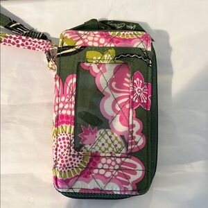 Vera Bradley Green and Pink Floral Wristlet